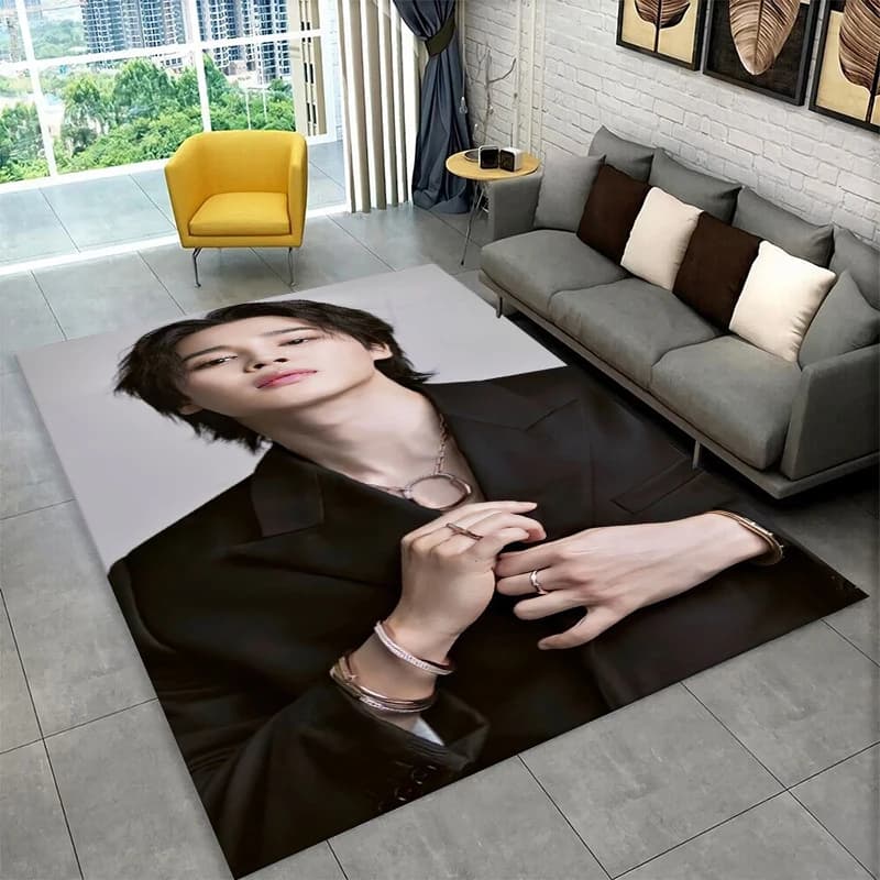 Famous B-BTS JIMIN KPOP Star Anti-slip Carpet for Living Room, Bedroom, Games Room, Soft Decorative Carpet for Home and Children's Room