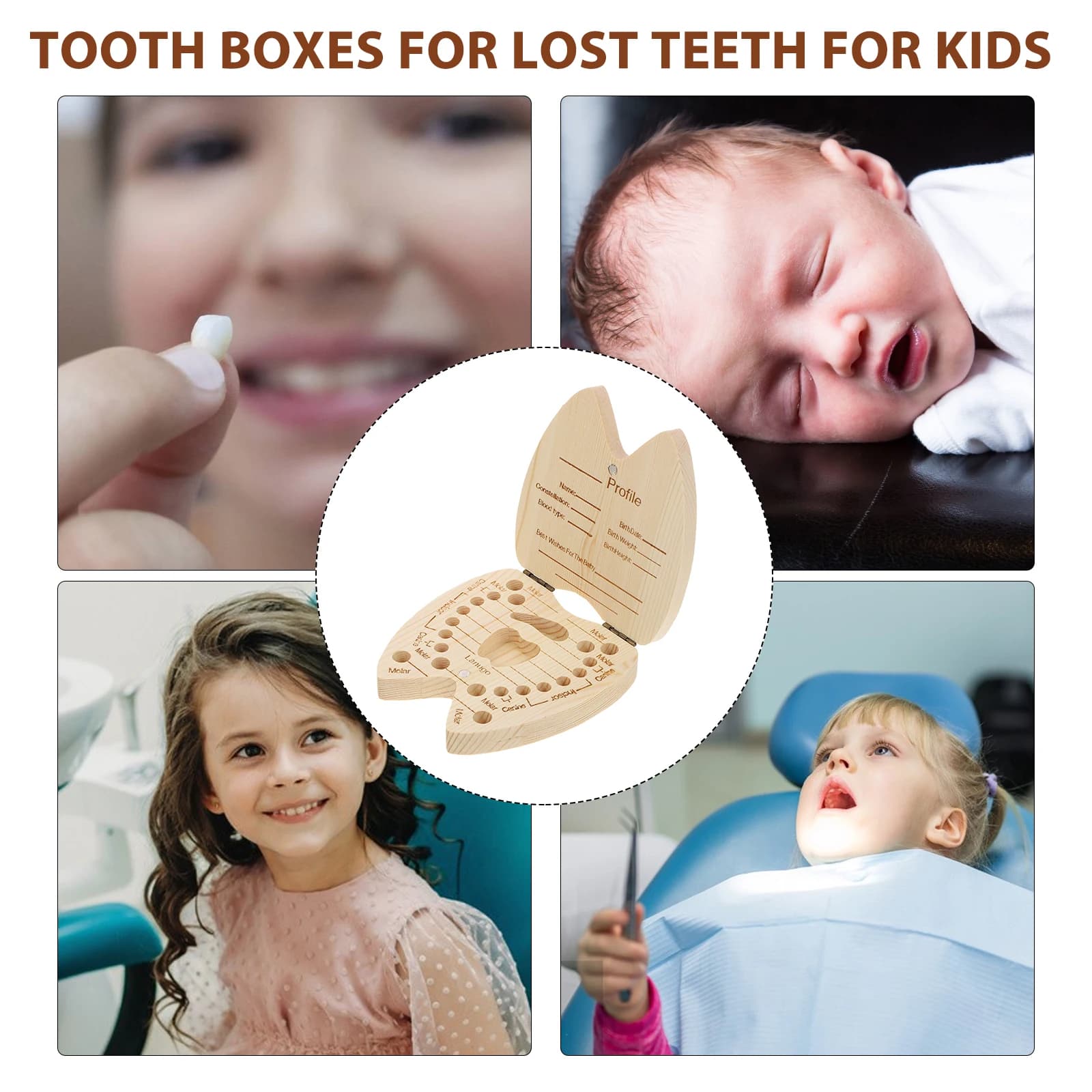 Robusta fata per porta denti Scatola per ricordi con etichette Facile da riporre per denti decidui Cavo ombelicale Dente per bambini