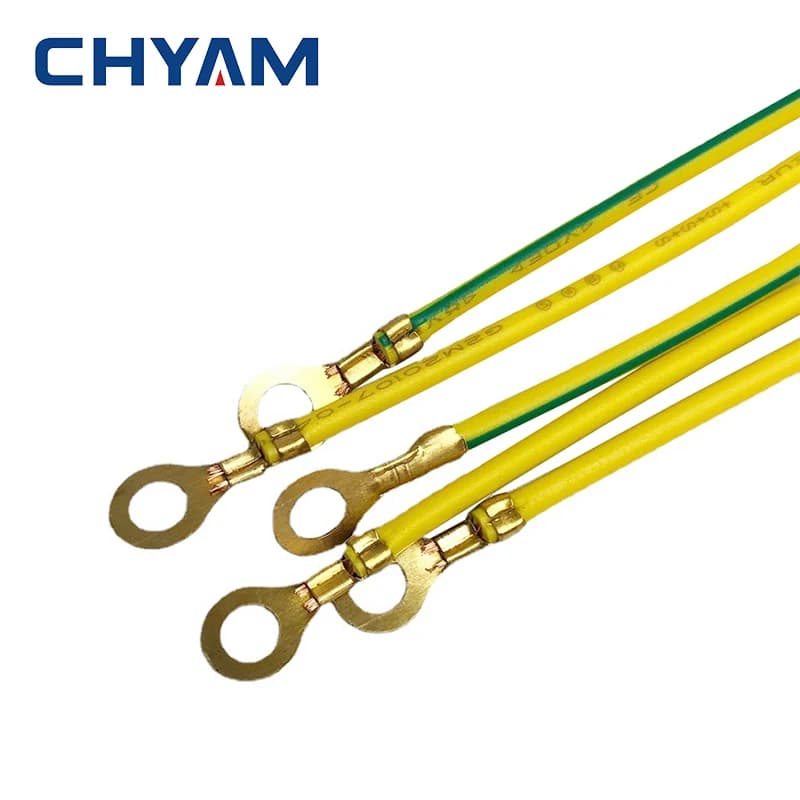 100 pz 4*100 Giallo Verde Cerchio di Terra Anello Terminale Cavo di Cablaggio Cavo di Terra Elettrico Connettore 0.5mm2 Cavo di Alimentazione M4 100mm