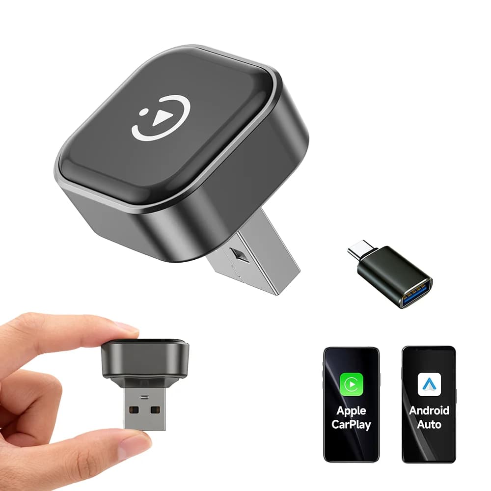 CarPlay Wireless Dongle and Android Auto 2 IN 1 Compact Plug & Play with fast auto connection for iPhone Android, USB A/USB-C No delay