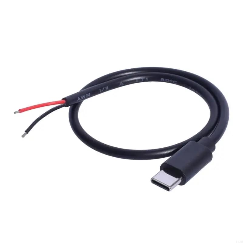 Cavo aperto da 30 cm USB C a 2 pin cavo nudo 15 W USB tipo C maschio 2 pin cavo di alimentazione a spirale cavo fai da te di ricambio per luce LED