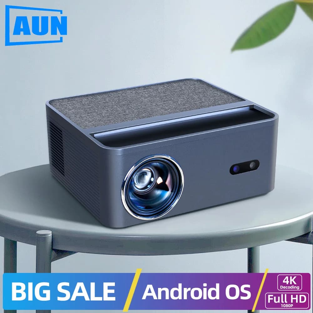Proiettore AUN Android 4K per Home Theater e Giochi, Full HD 1080p, Wi-Fi, Bluetooth, Videoproiettore Laser AI MINI, Migliore per Proiezione a Corta Distanza, Smart TV
