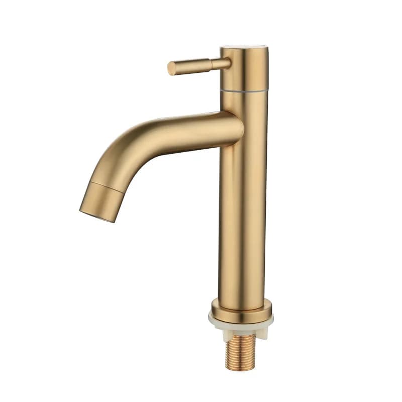 Rubinetto per lavabo bagno in acciaio inox 304 spazzolato oro, monocomando acqua fredda