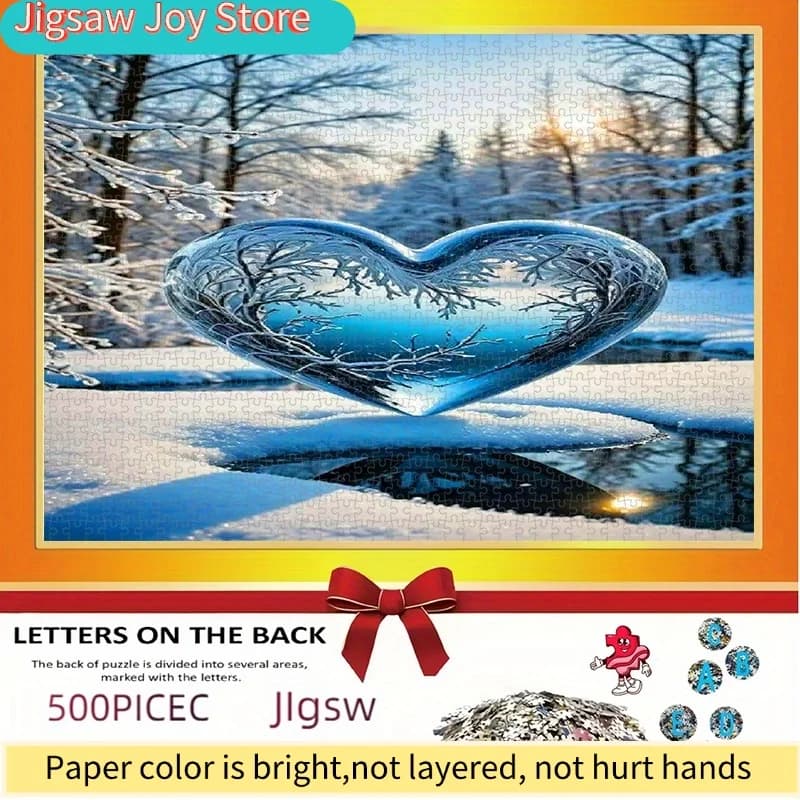 Puzzle, Puzzle di Carta Fai-da-Te, Cuore Congelato, Foresta Invernale, Amore Sognante, Puzzle per Adulti, Adatto per il Tempo Libero a Casa, Regalo per Amici