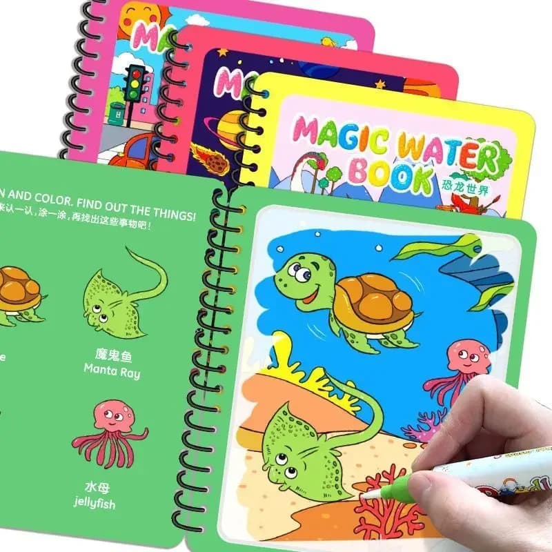 Reusable Coloring Water Doloring Book Children's Drawing Toys Magic Book Early Childhood Toys for 2-6 Years Old Girls Boys Gifts