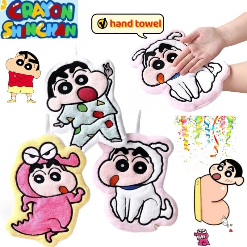 Crayon Shin-chan Nohara Hiroshi Sakurada Nene Cartoon Cute Hand Towel for Home Kitchen Bathroom, Hangable and Absorbent Towel