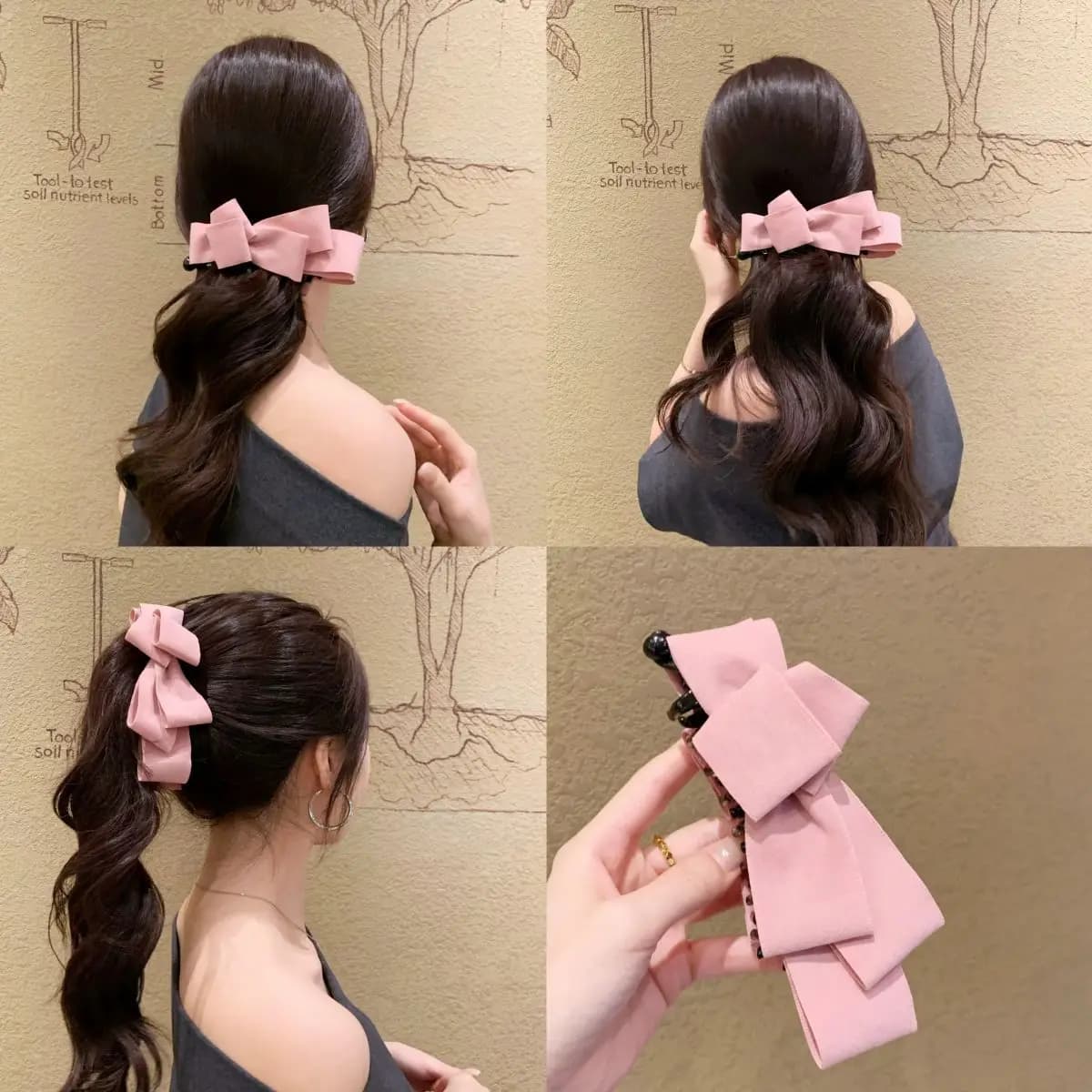 AWAYTR 1pc Fermaglio per capelli a fiocco alla moda, grazioso fermaglio a banana per ragazze, fermaglio coreano elegante per coda di cavallo