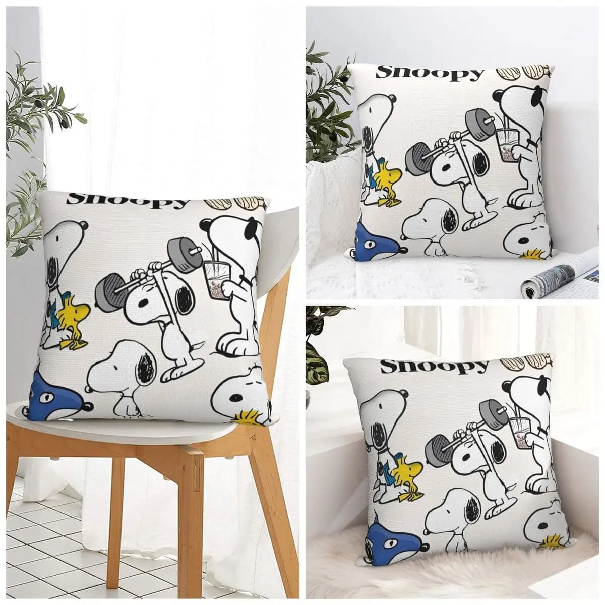 Federa per cuscino Snoopys Cute Dog Fodera per cuscino in poliestere Morden Fodera per cuscino Modello Federe per divano Decorativo per la casa