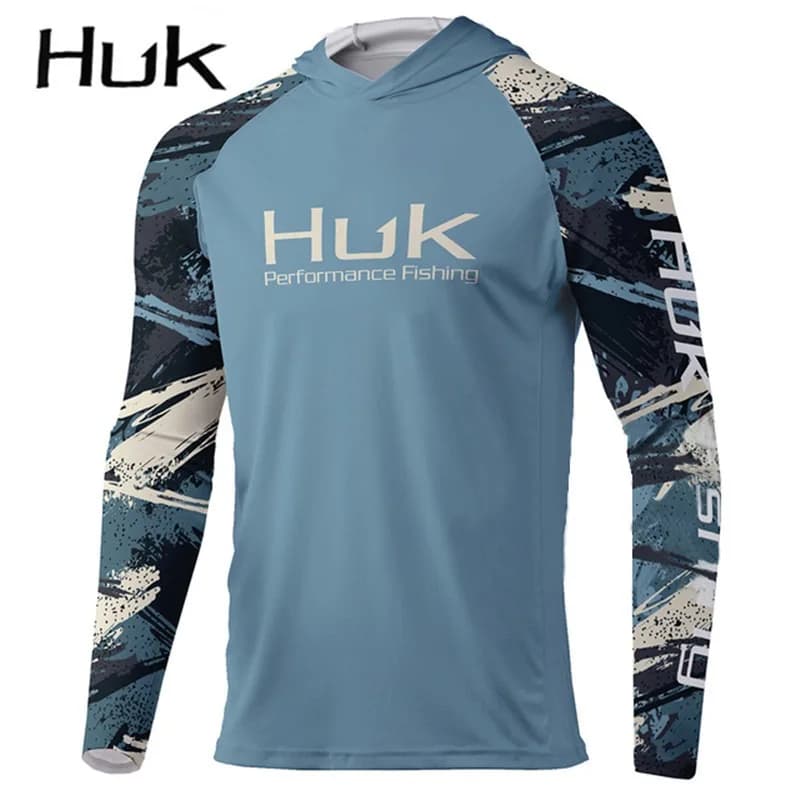 Felpa da Pesca HUK con Protezione Solare UPF, Camicia a Maniche Lunghe in Seta di Latte per Pescatori