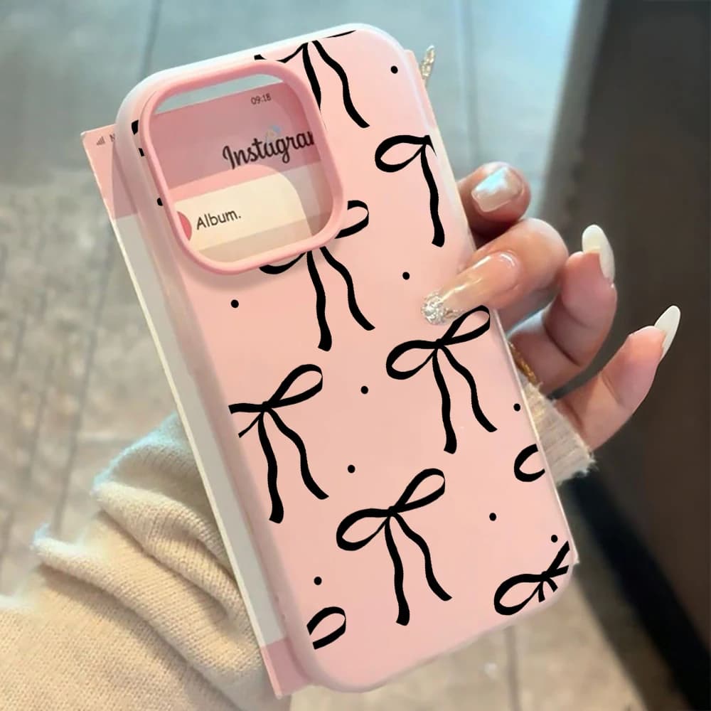 Custodia per telefono in silicone con motivo a fiocco grande nero INS per Xiaomi 14T 15T Pro Xiaomi Mi 11 Lite 5G Xiaomi 17 Pro Max, cover antiurto in TPU