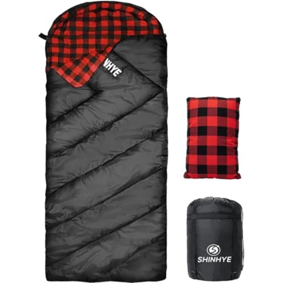 Sacco a Pelo 0 Gradi per Adulti - Cotone Flanella 4 Stagioni per Climi Freddi Invernali XXL Grande e Alto, Sacco a Pelo da Campeggio con Coperta Integrata