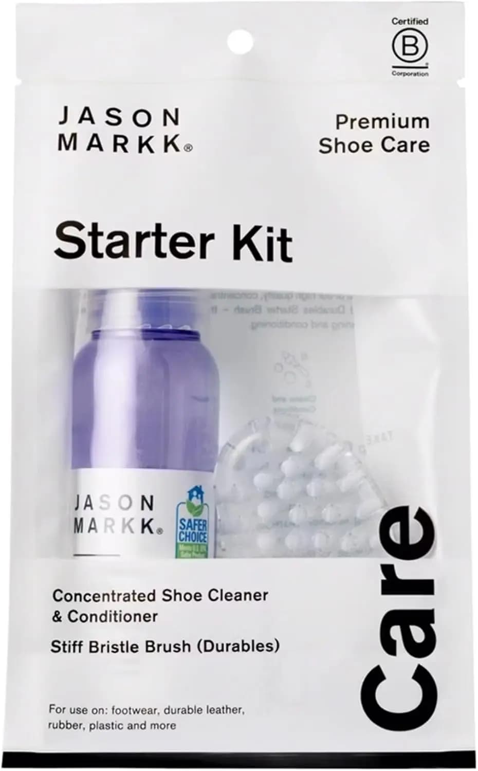 Shoe cleaning kit, 2 pieces: deep cleaning solution and brush for sneaker, leather, rubber, plastic - 2oz