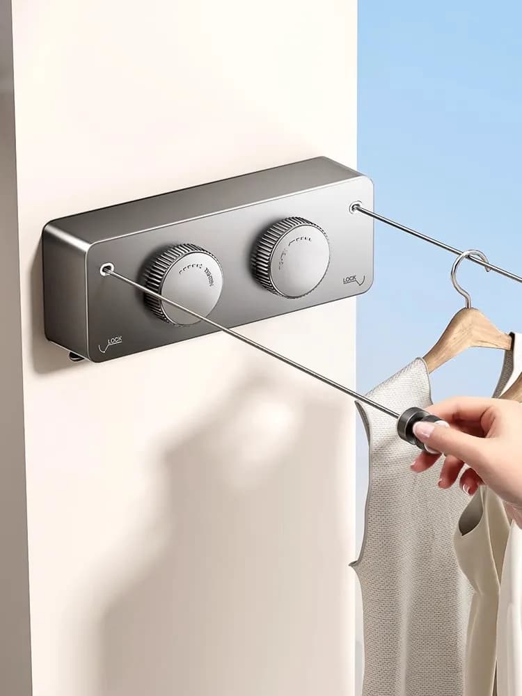 Extensible and retractable wall drying rack