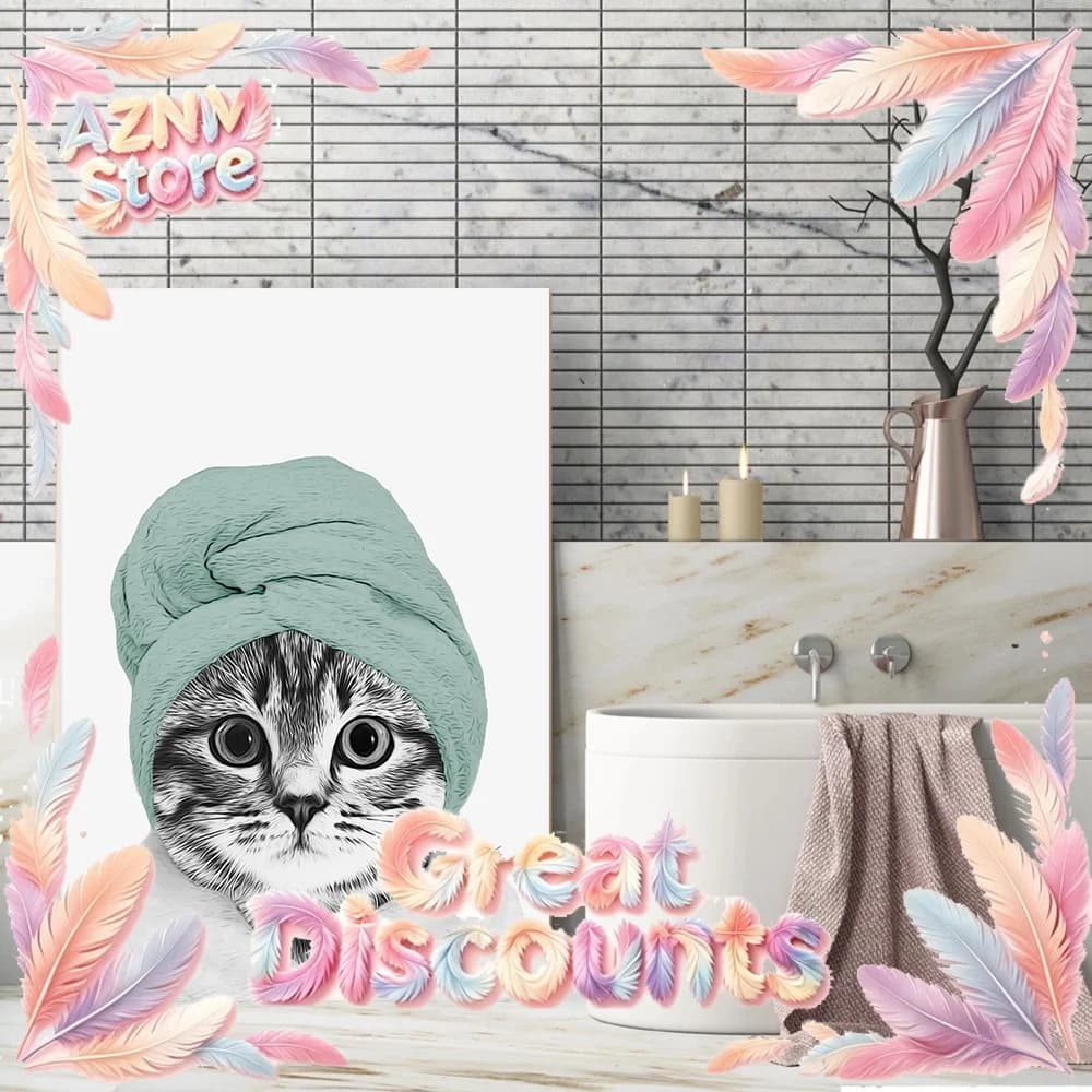 Black and White Funny Bathroom Poster Toilet Shark Bear Raccoon with Brush and Soap Canvas Painting Room Home Wall Decors