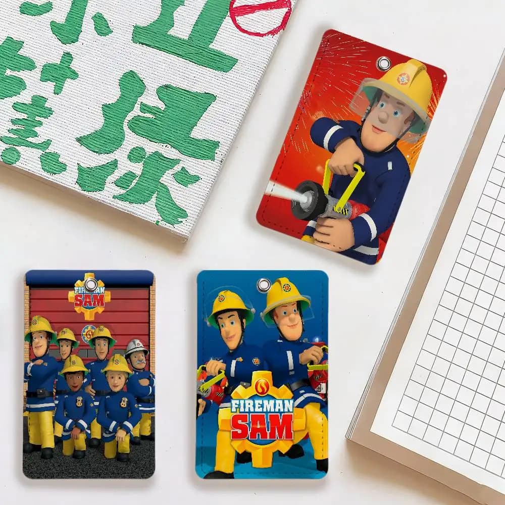 Porta carte Cartoon F-Fireman Sam per viaggi quotidiani, carte dell'autobus, protezione per carte di accesso, adatto per l'uso quotidiano.