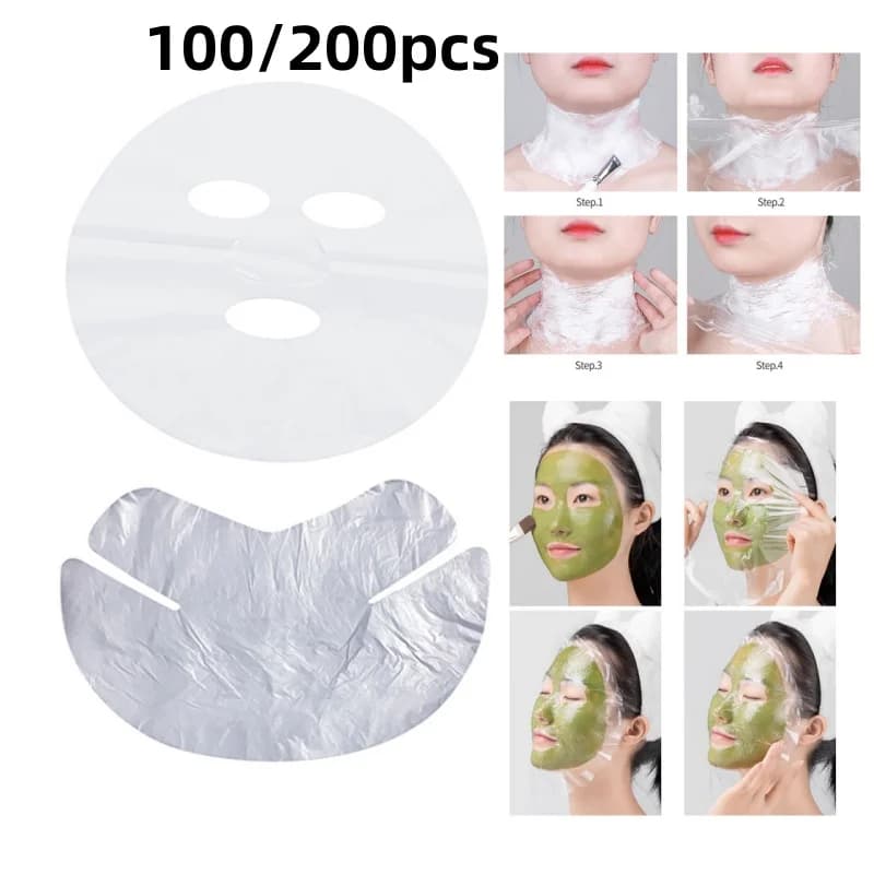 Face wrapping masks, plastic film, full face cleanser, mask, neck stickers, disposable paper, transparent face beauty makeup tools