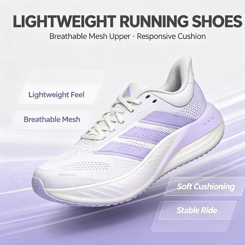 Authentic Off White Lavender Cushion Running Shoes Breathable Mesh Shock Absorbing Women Athletic SneakersKI2352