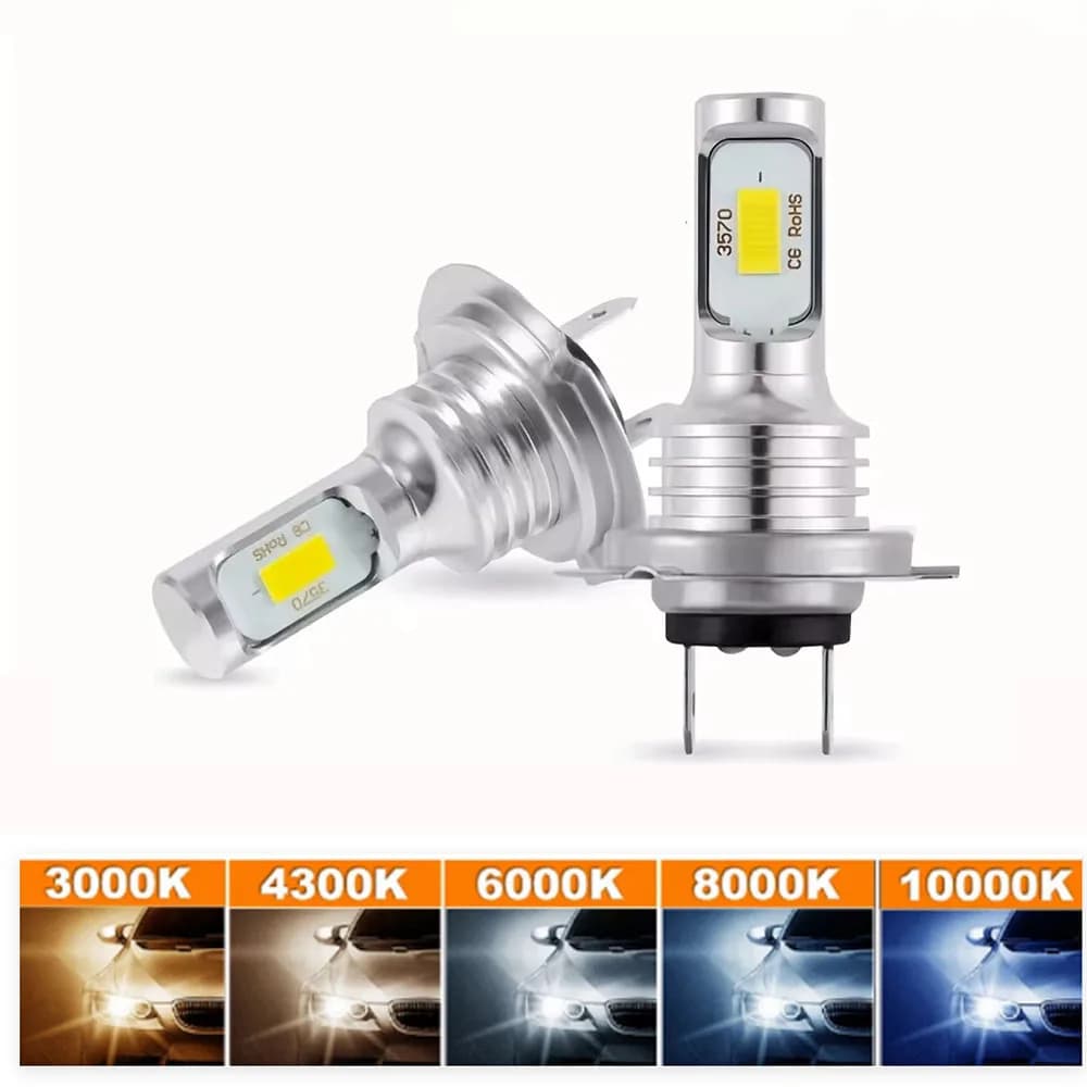 2 pz. Lampadine LED H7 H4 8000K Ice Blue 3000K 6000K 20000LM per Fari, Fendinebbia e Luci Diurne DRL, Mini Formato, Plug & Play, Facile Installazione