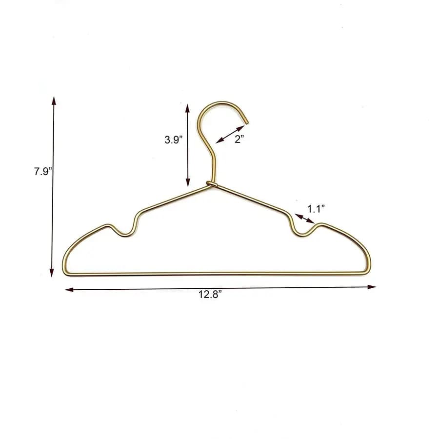 12.6 inch opaque gold metal clothes rack, 30 inch package, anti-slip, suitable for metal wire coat hangers covered for children's clothes, for organization in closet, retail