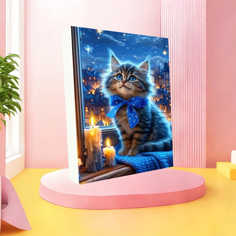 AZQSD Mosaico Diamantato Gatto Animale, Strass a Copertura Totale, Artigianato Artistico, Pittura per Adulti, Decorazione Murale per la Casa