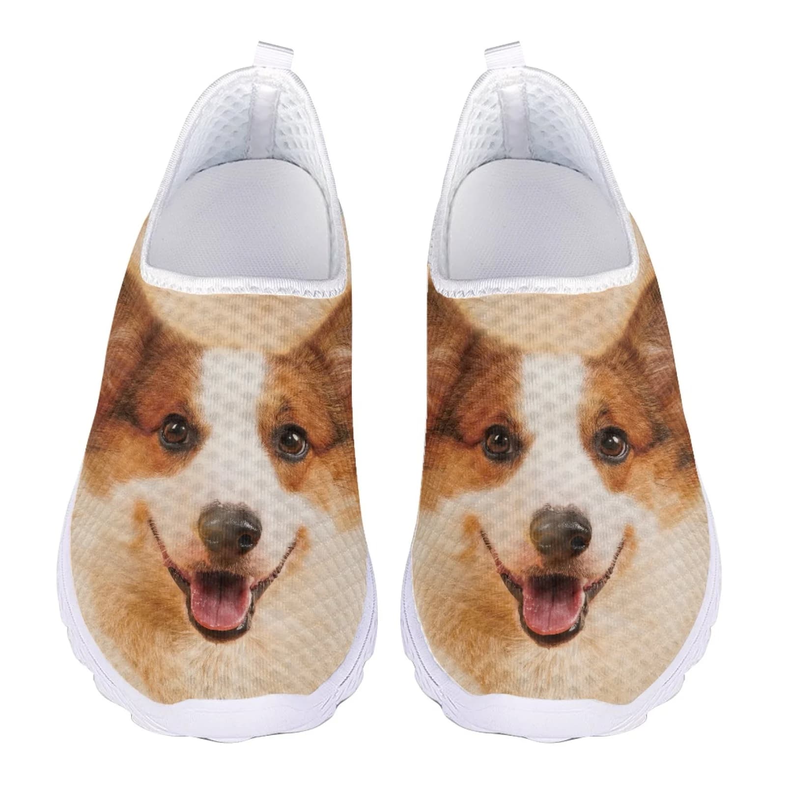Corgi Dog Print Plus Size Summer Woman Penny Mocassini Women's Running Shoes Slip On Flats Mesh Casual Shoes Women's Beach Shoes