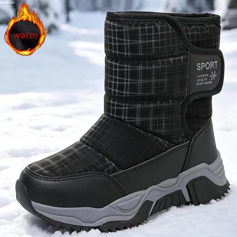 Children's Snow Boots High-Top Children's Magic Tape Cotton Shoes Winter Students Outdoor Comfortable non slip thick sole Boots