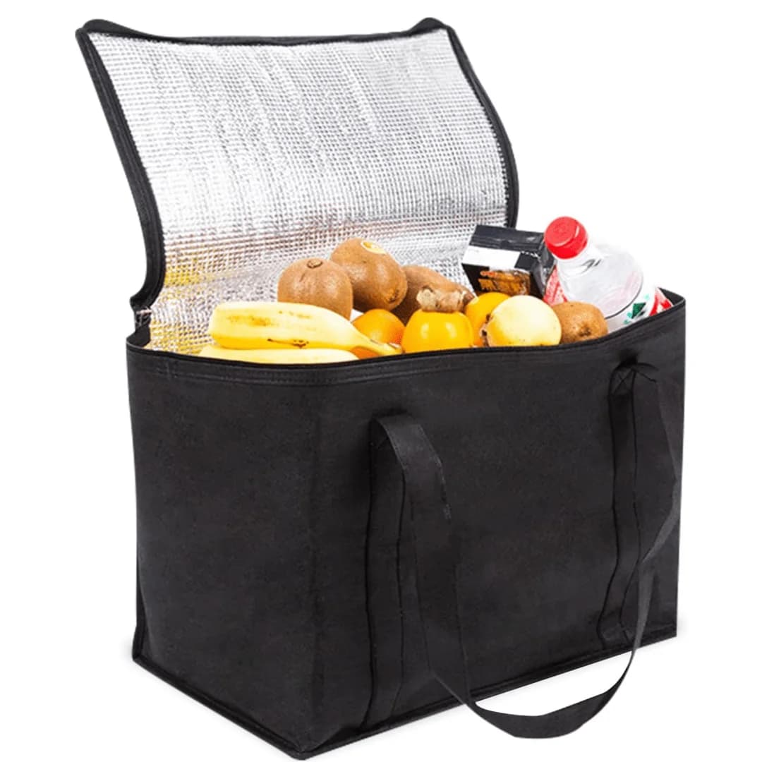Borsa per la spesa isolata da 1 pezzo: pieghevole, supporti verticali per la consegna di cibo, generi alimentari e viaggi, riutilizzabile con cerniera.