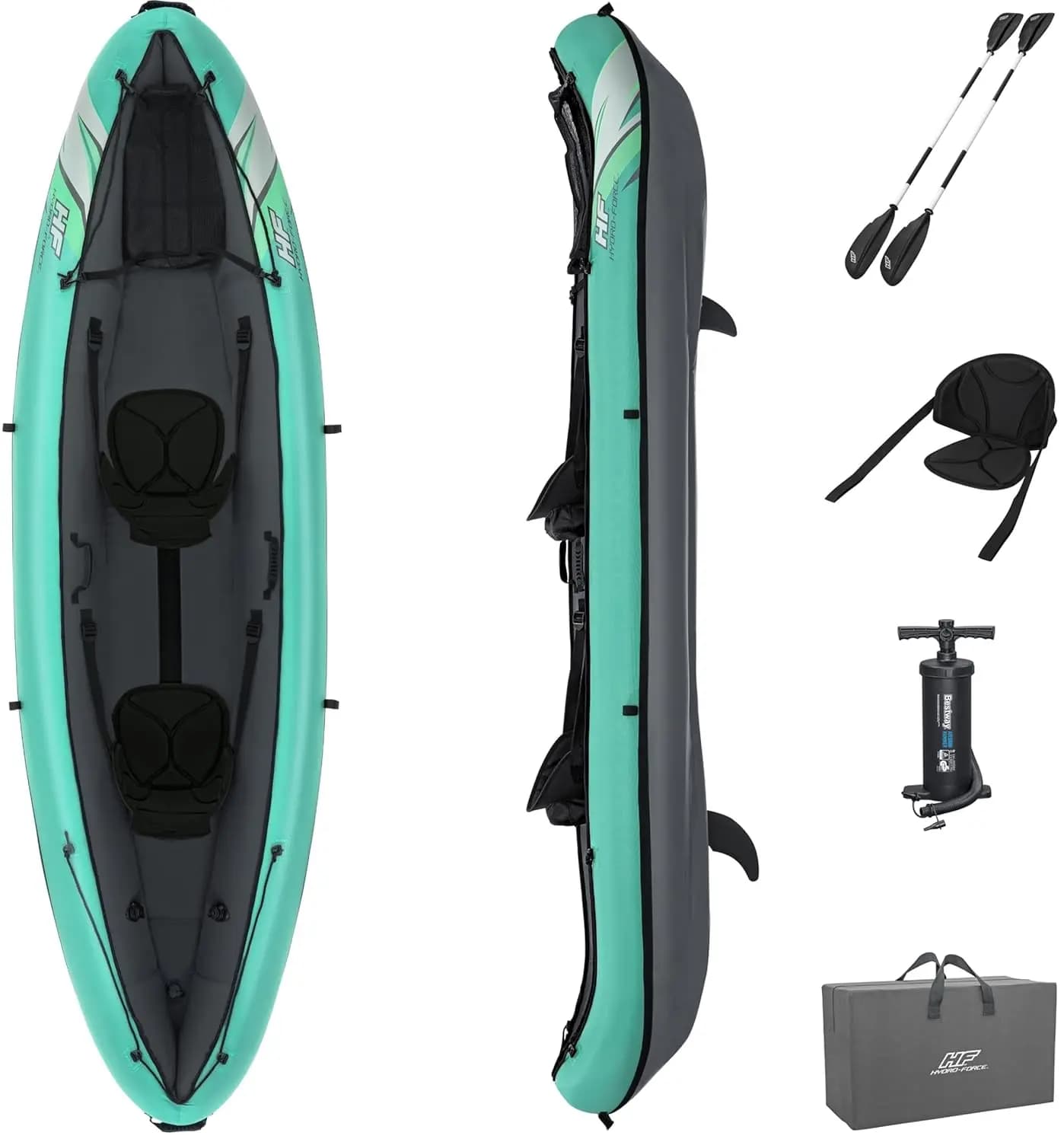 Set Kayak Gonfiabile Hydro Force | Include sedile, pagaia, pompa manuale, borsa per il trasporto | Ottimo per adulti, bambini e personalizzabile