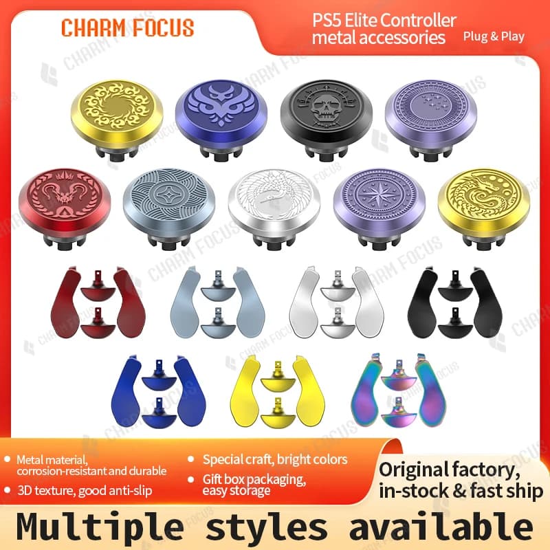 Metal Controller Thumb Rod 6-in-1, 2 Swap Control Rod 4 Metal Rear Paddle Trigger Button Replace PS5 Edge Controller Accessorie