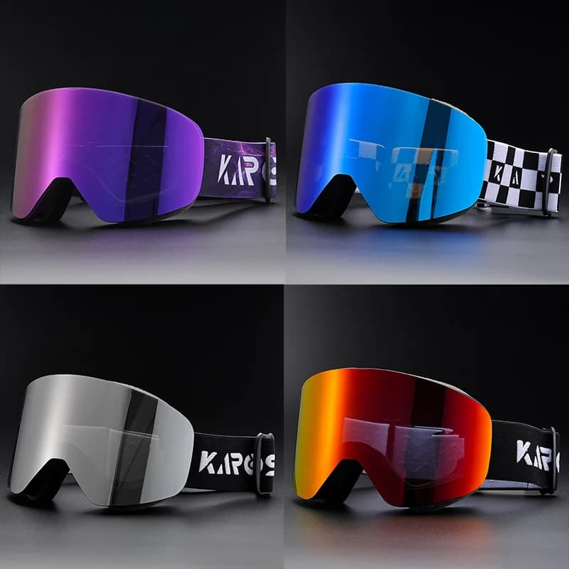 KAROS Occhiali da sci magnetici antiappannamento a doppio strato Occhiali da snowboard UV400 antivento per sport invernali unisex