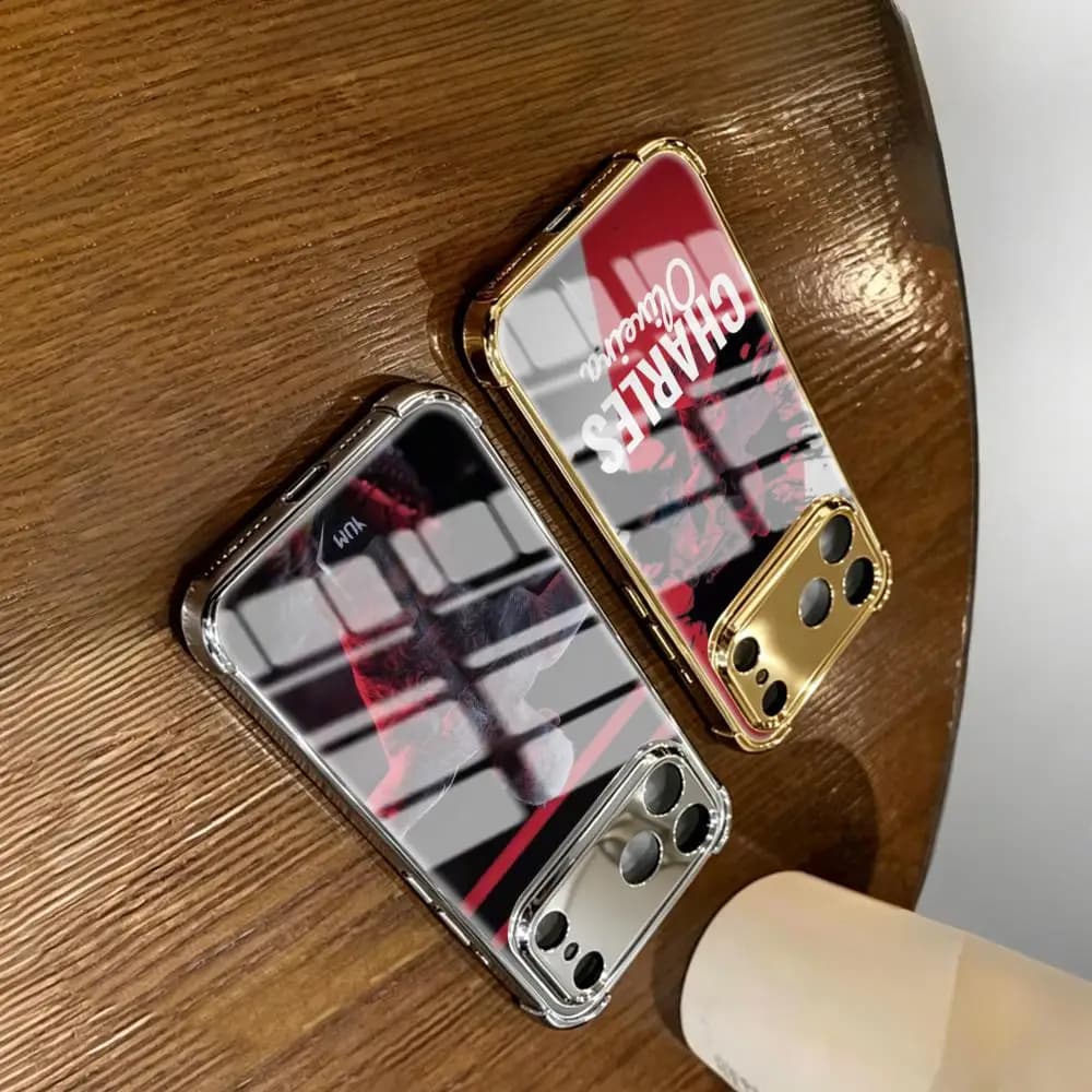 u-ufc Charles Oliveira Phone Case For iPhone 17 16 15 14 13 12 11 Plus Pro Max Gold silver four-corner shockproof glass