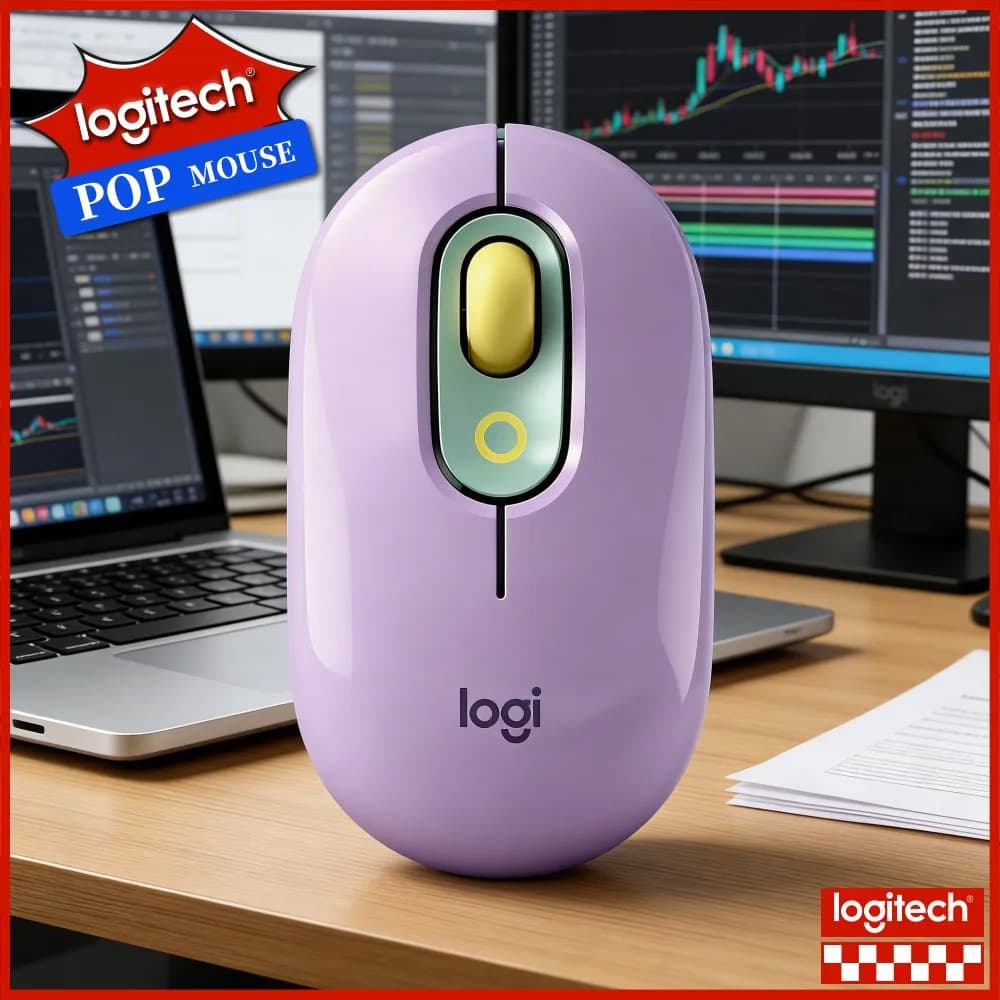 Comfortable Grip Wireless Mouse Logitech M350 POP Long Battery Life Quiet Click For Laptop Desktop Mac Office Home Usage