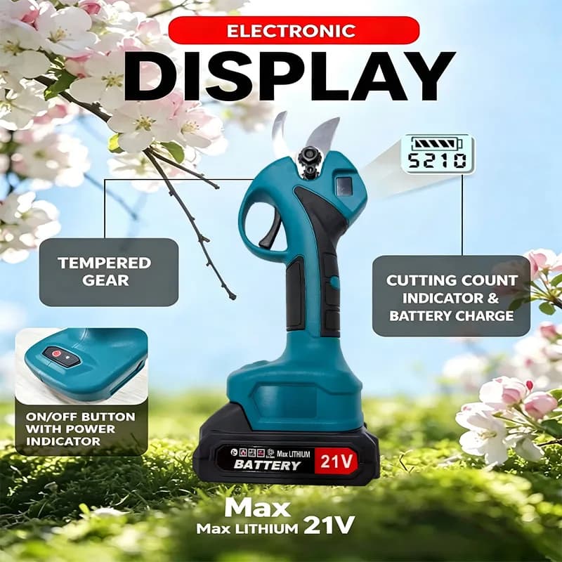 Electric Pruning Shears Cordless, Professional Rechargeable Tree Pruner with Digital Display, Heavy Duty Garden Shears for Fruit