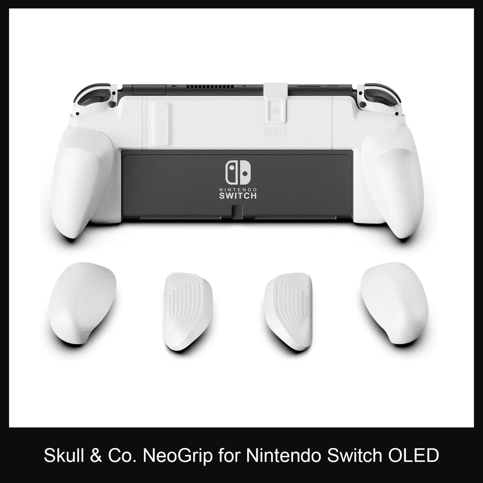 Skull & Co. NeoGrip con custodia protettiva con impugnatura ergonomica sostituibile per Nintendo Switch OLED e accessori di gioco Switch Regular