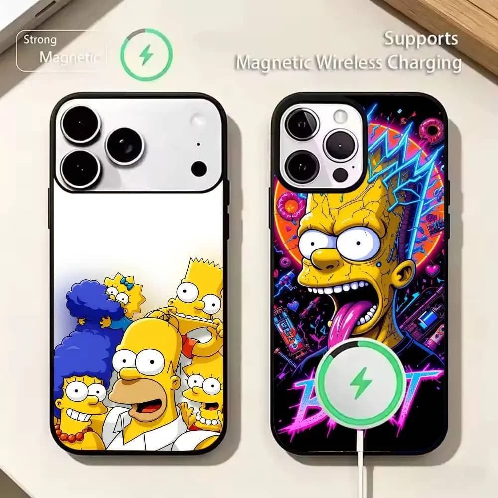Hot Line Anime S-Simpsons For IPhone17 16 15 14 13 12 11 Plus Pro Max Plus Wireless Charger Phone Case