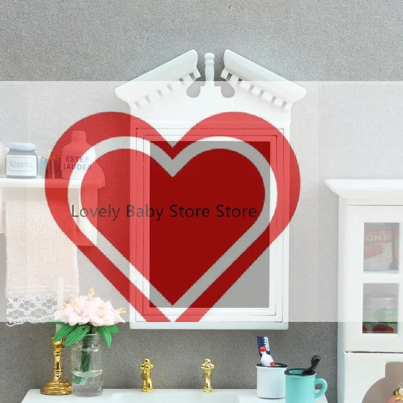 【BS】 Modello di Specchio Bianco in Scala 1/12 per Casa delle Bambole, Arredamento Bagno, Decorazione Micro Scenografia, Accessori per Costruzione