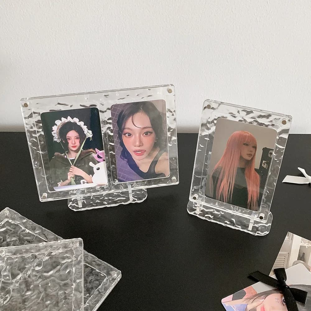 3-Inch Photo Frame Card Holder Desktop Ornament Mini Acrylic Magnetic Picture Frame Card Display Stand Kpop Photocard Holder