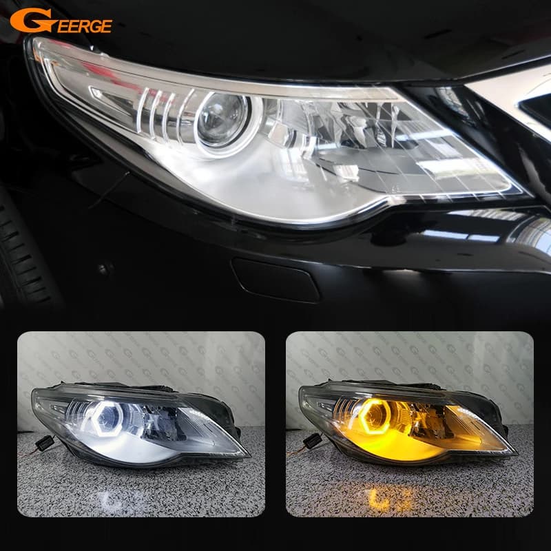 For Volkswagen VW Passat CC 357 2008 - 2012 Ultra Bright A/W Switchback DRL Turn Signal Cotton Hex LED Angel Eyes Halo Rings