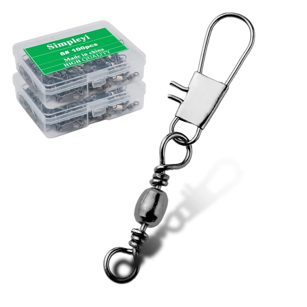 50/100 pcs/box girelles stainless steel fishing roll swivel Bal 4 #6 #8 #10 #12 #14 # with interlock Snap carpa fishing gear reef