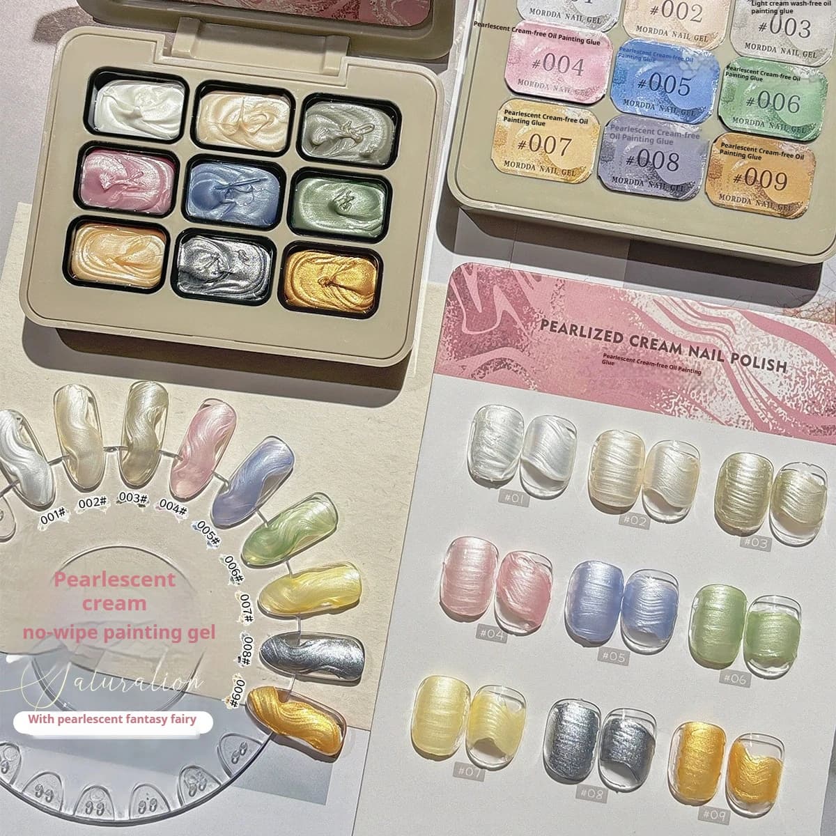 2.5gx9Nail Disegno Perla Crema Pittura Ad Olio Gel 3D Modellazione Smalto Gel No Wipe Art Design FAI DA TE Verniciato Intagliato Gel Per Unghie Per La Manicure