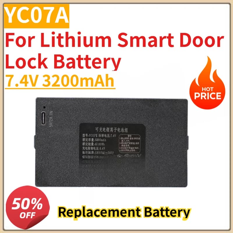 Batteria per serratura intelligente al litio da 7,4 V 3200 mAh di alta qualità per QULE YC07A YC07B YC07C YC07E