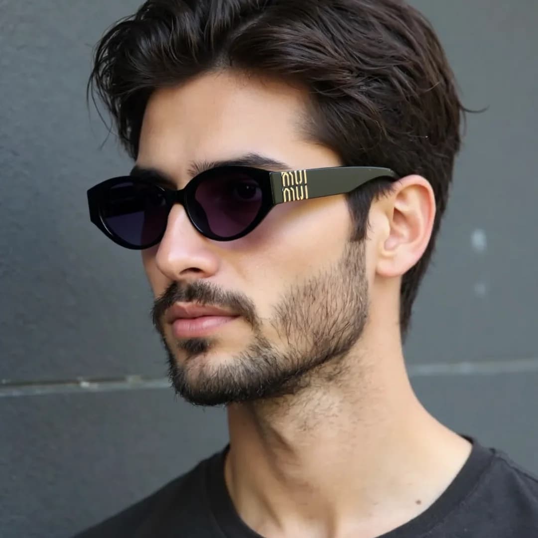 Oval sunglasses with letter M cross-facing new personality in online celebrity street retro on