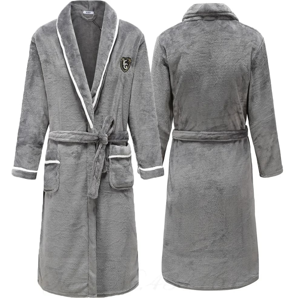 PLUS TAGLIA Flannel Man Robe Lounge Wear Addens Caldo Coral Fleece Nightwear Nightwear Lingerie Bathrobe loose Dresses for Home