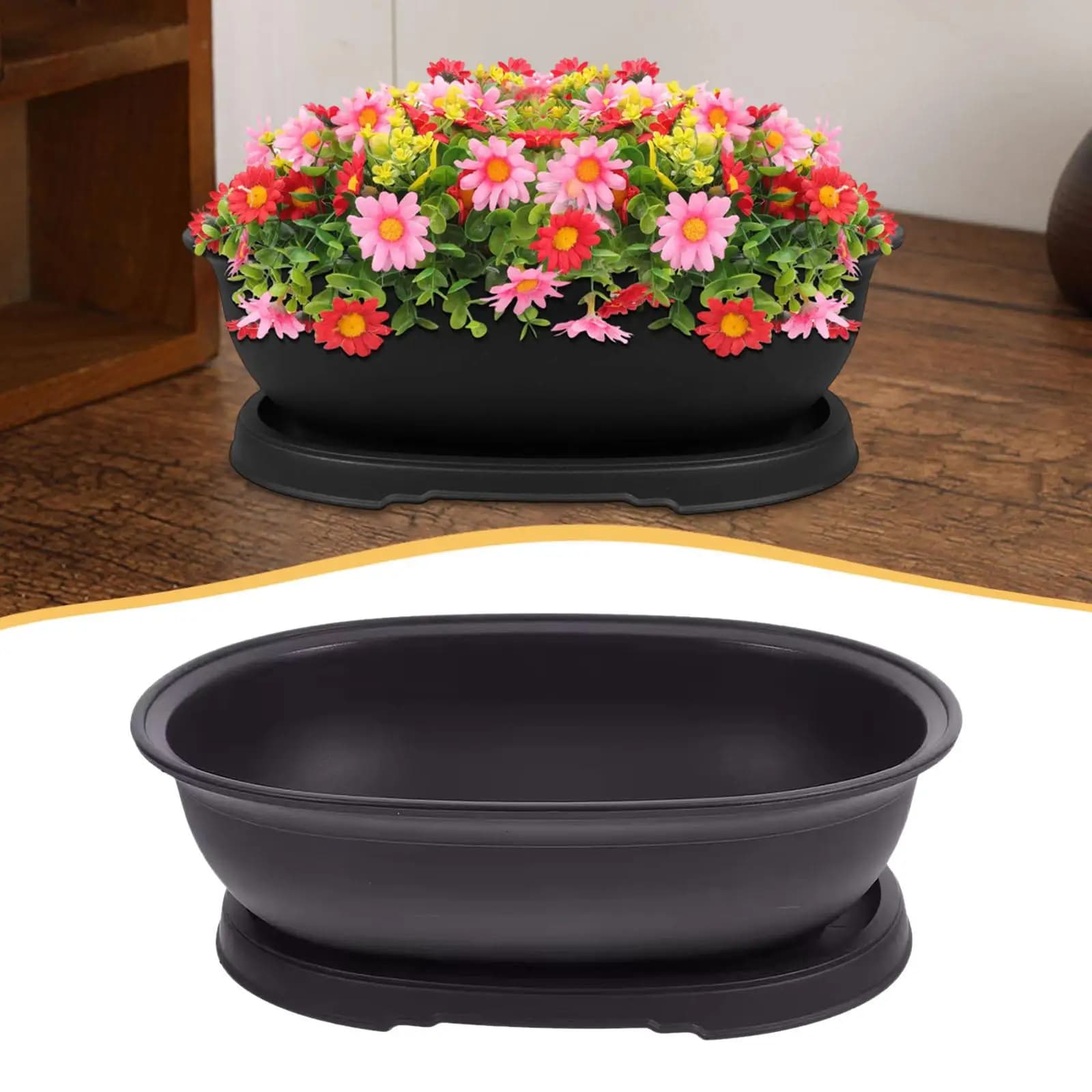 Training Pot with Humidity Tray Bonsai Tree Pot Oval Nursery Pot Plant Container Flowerpot for Farmhouse Yard Home Courtyard