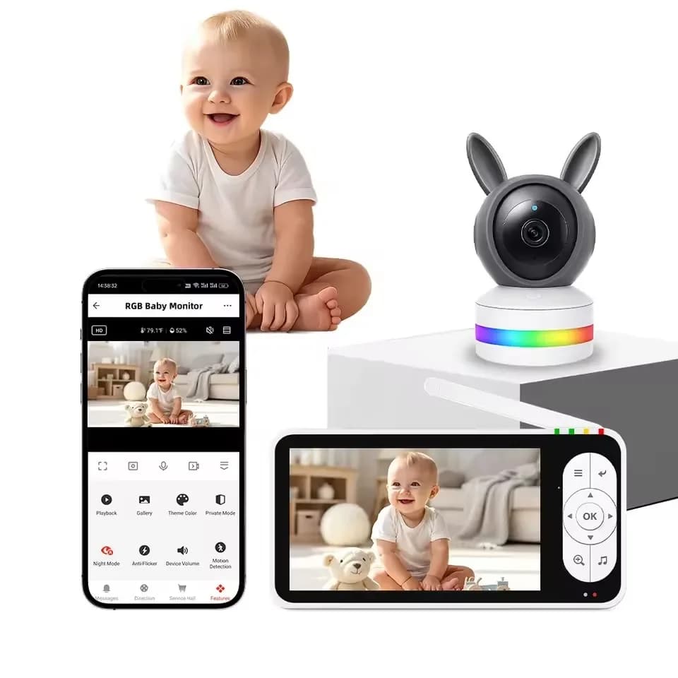 5 Inch Video Baby Monitor Tuya Camera PTZ Zoom Babyphone Cam Security Protection Surveillance Cameras Temperature Sensor Lullab