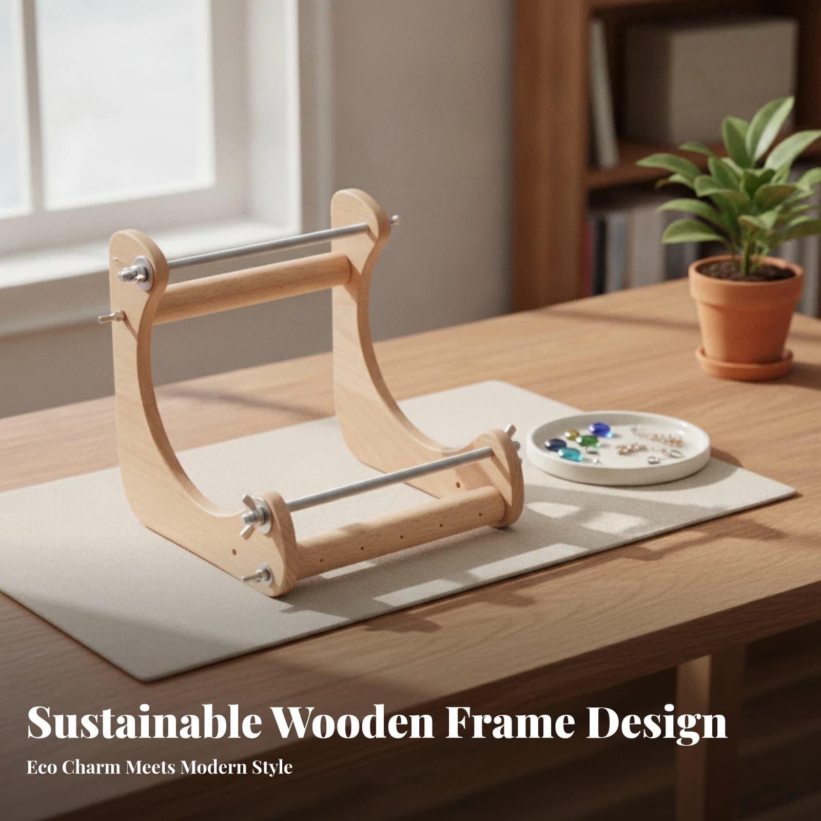 Bead Weaving Loom with Adjustable Work Area and Durable Metal Hardware Craft Tool for Beaded Bracelet Making