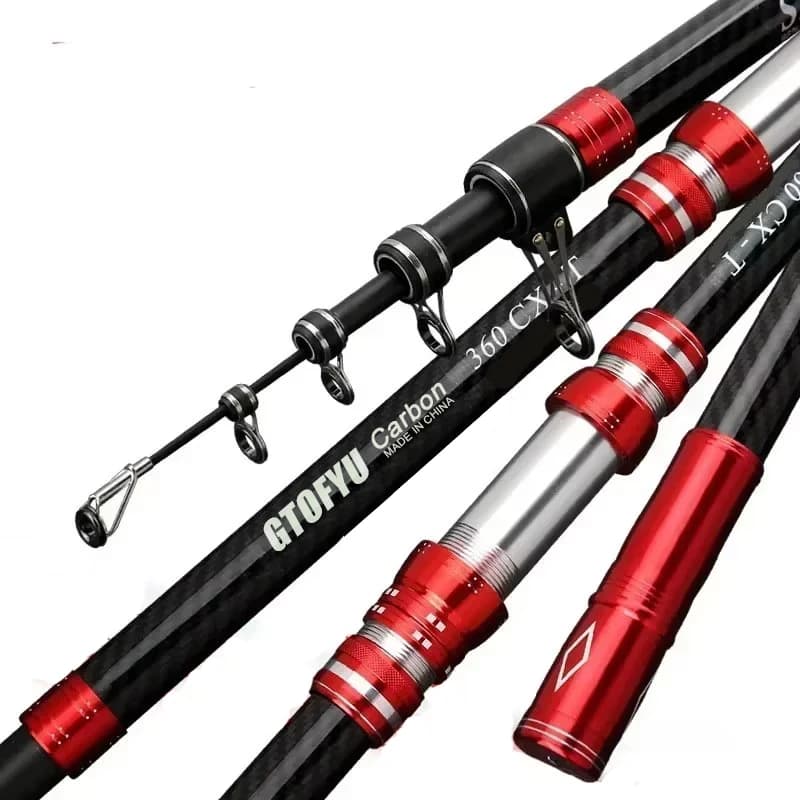 Canna da Pesca Telescopica 2.7m 3.0m 3.6m 3.9m 4.2m 4.5m in Carbonio 20kg per Surfcasting e Spinning, 5-300g, per Lanci Lunghi e Baitcasting