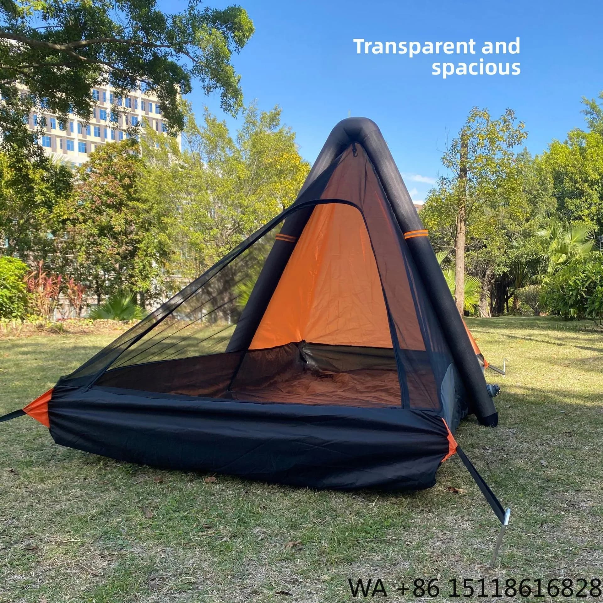 Inflatable Double-Layer Pyramid Tent Single Outdoor Camping Lightweight Folding Portable Installation-Free Outdoor Riding 5000mm