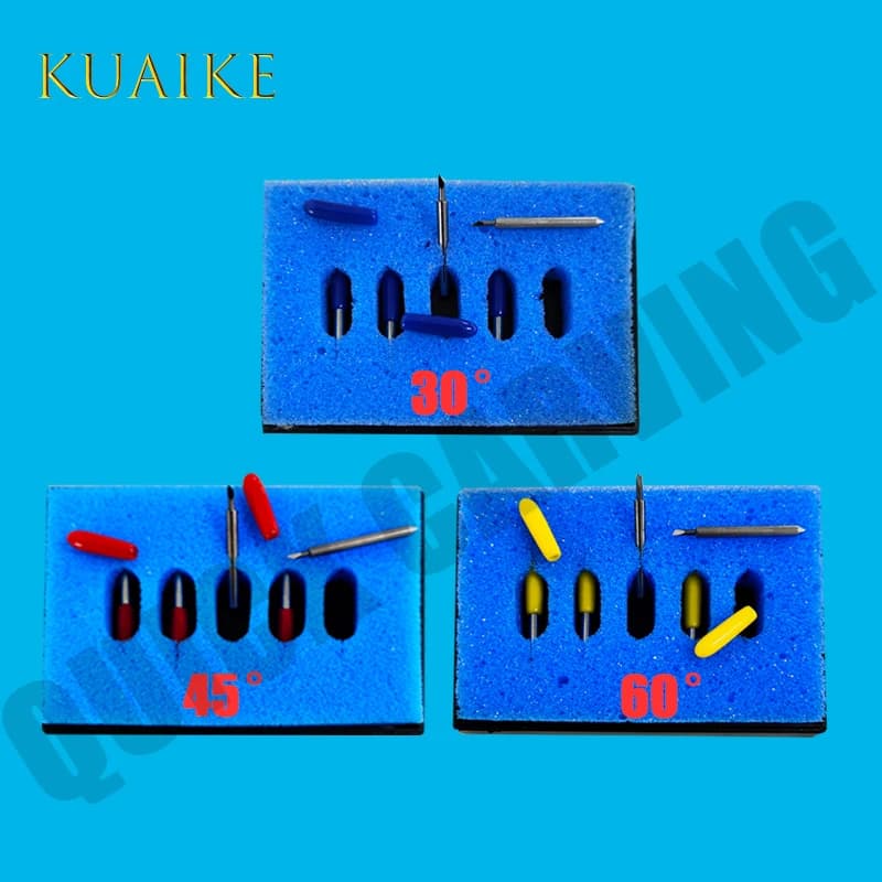 Set di 15 Lame in Carburo di Tungsteno per Plotter da Taglio Roland GCC Jaguar, Diametro 2,5mm, Angoli 30 45 60 Gradi, per Taglio Vinile e Pellicole
