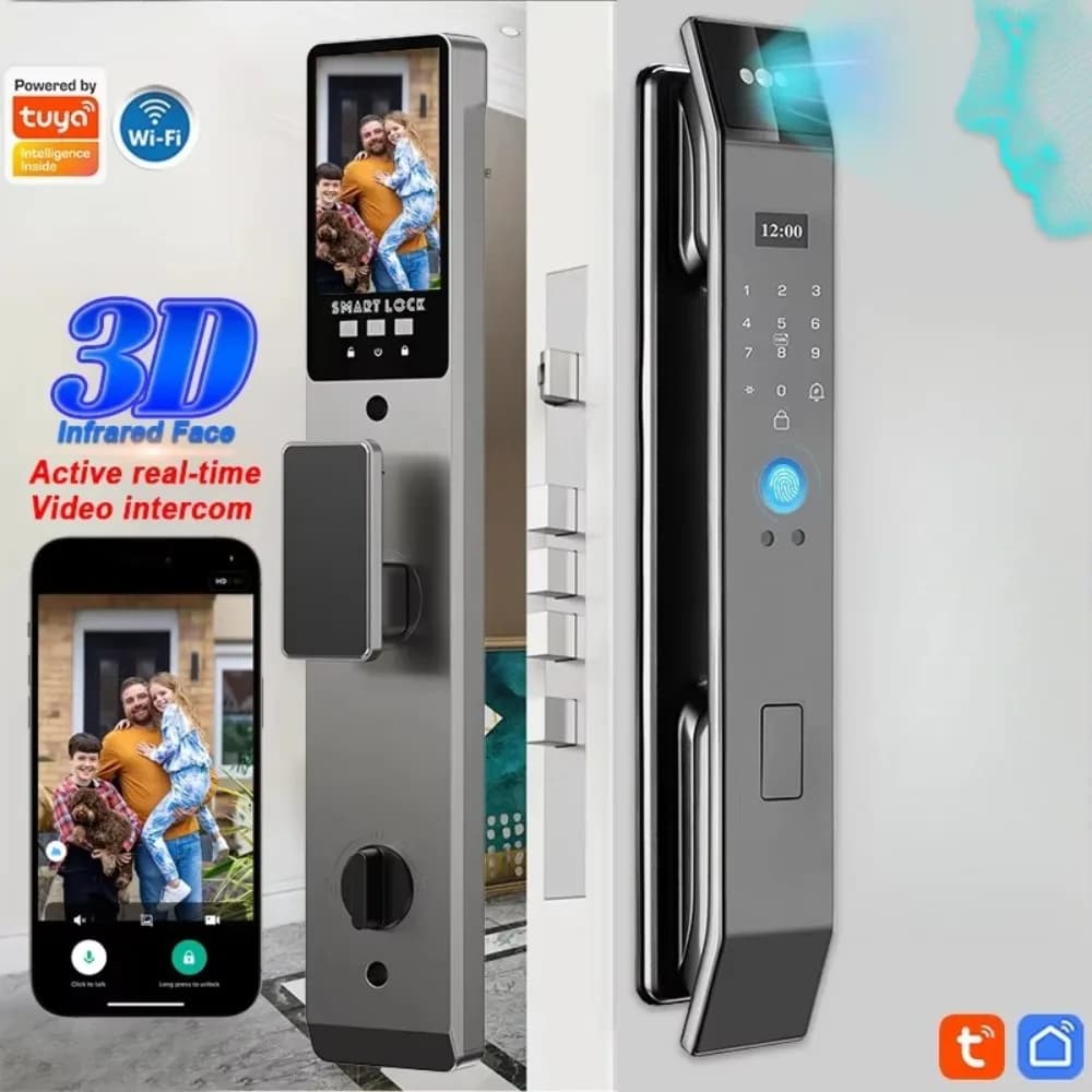 Wifi Tuya APP Face Recognition Smart Door Lock With Camera Video Call Voice Intercom Digital Door Lock Automatic Door Lock